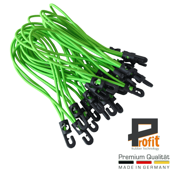Expander loop neon verde 250mm con ganci | loop per teloni per il tensionamento | tenditori in gomma | gommini per il tensionamento | gommini per il tensionamento | Tecnologia della gomma Profit
